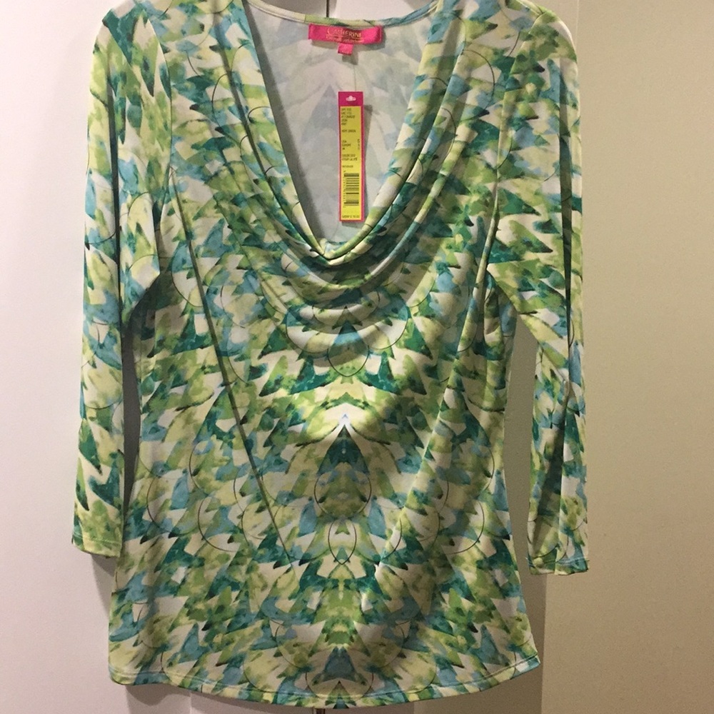 Vert green cowl neck blouse